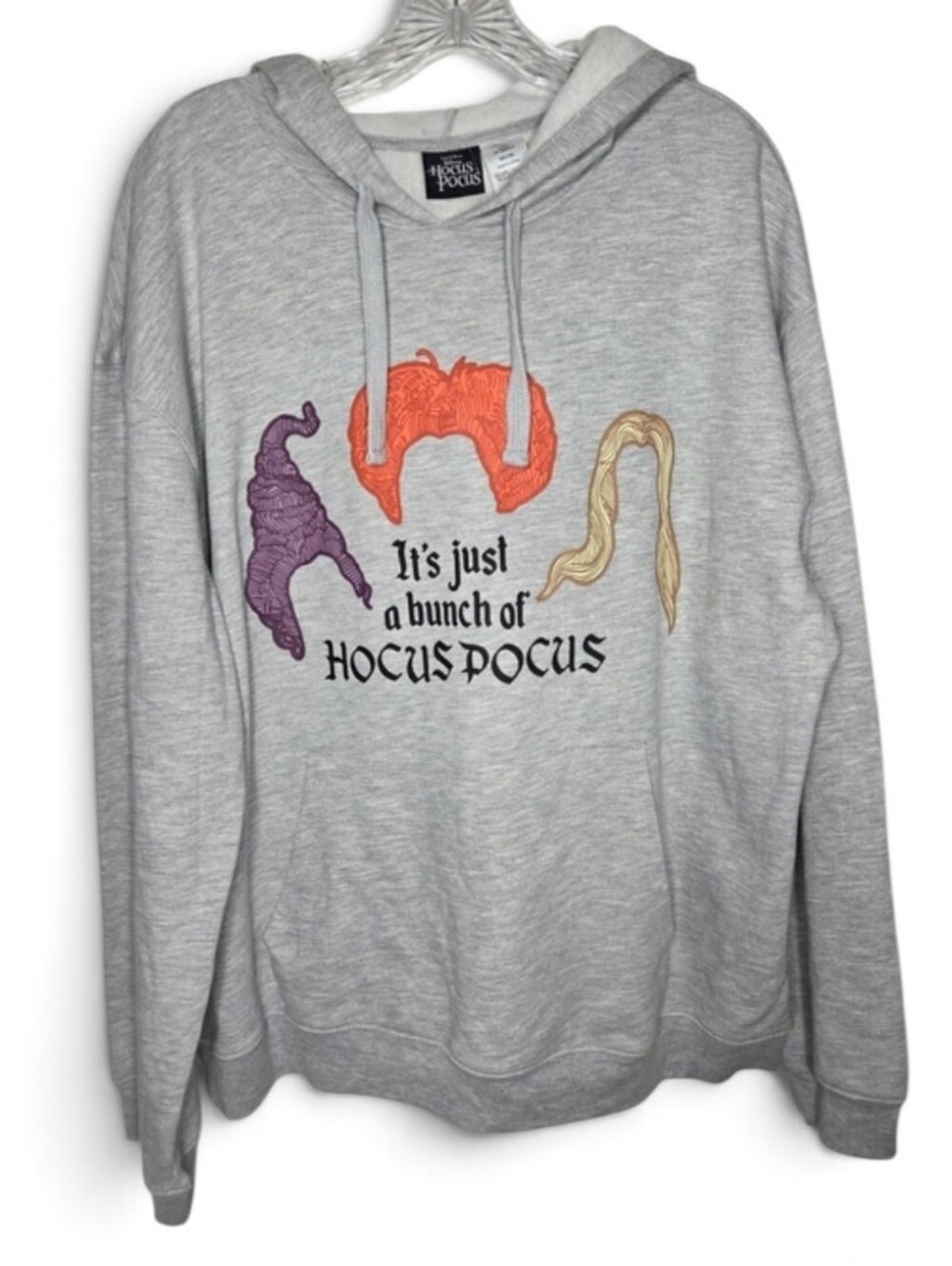 NWOT Disney Hocus Pocus Gray Hoodie With Hair Silhoette Graphic